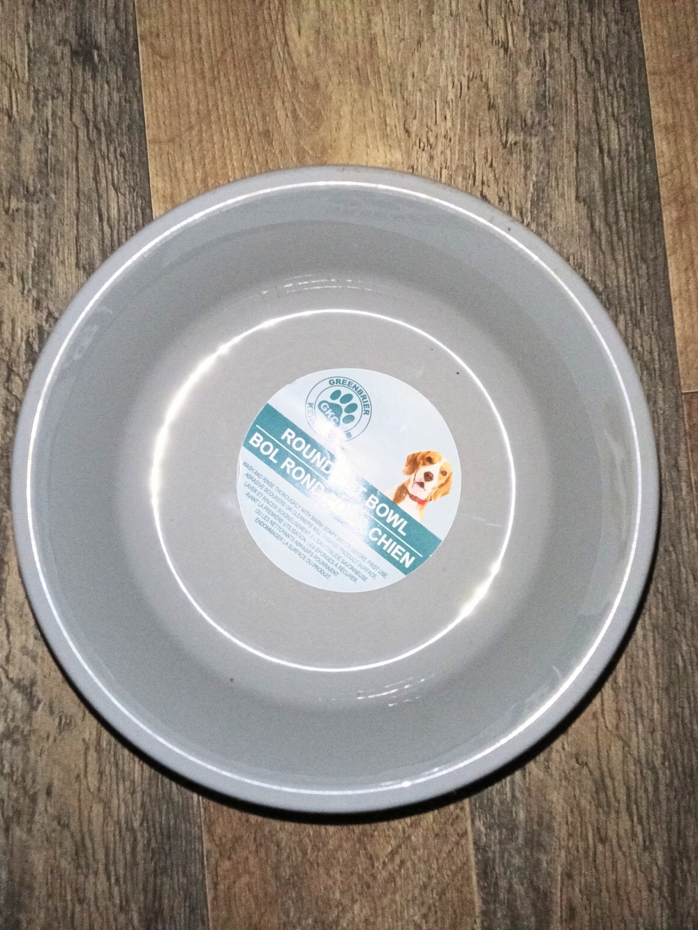 Gray Plastic Pet Dog Cat Water Food Bowl